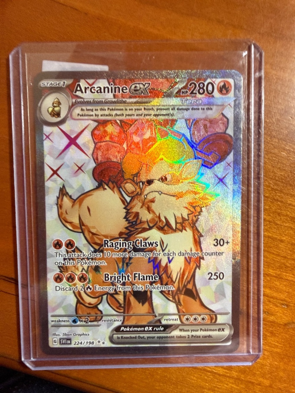 Pokemon Arcanine EX Holographic Card - Orange, Cream, Brown